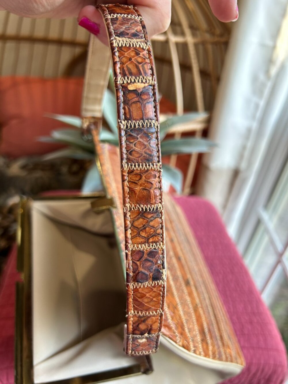 Vintage snake and lizard skin handbag (late 60's style) - Picture 10 of 14